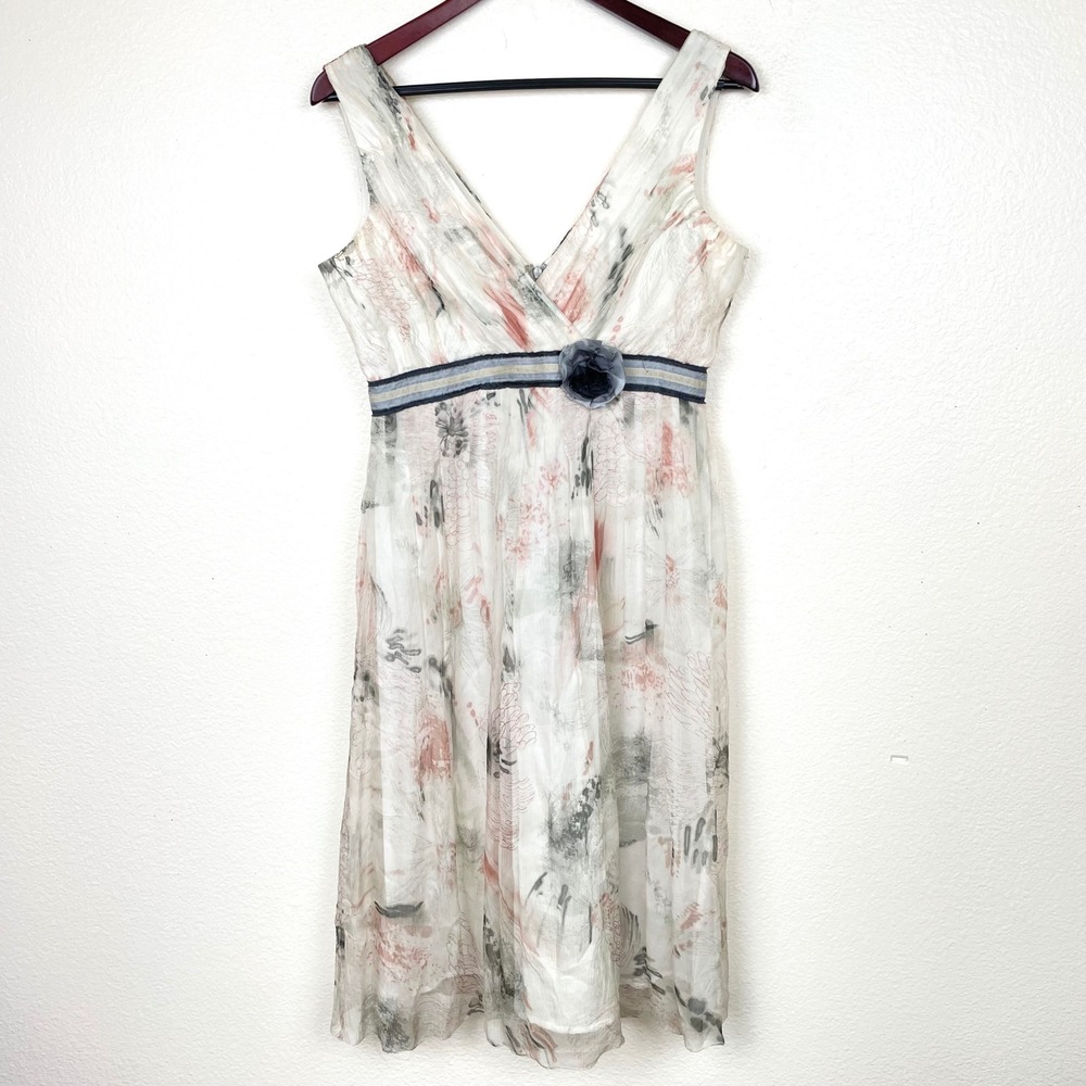 Women Dress Sz 6  Silk Babydoll Fairy Wedding Party Flowy Coquette Delicate Chic